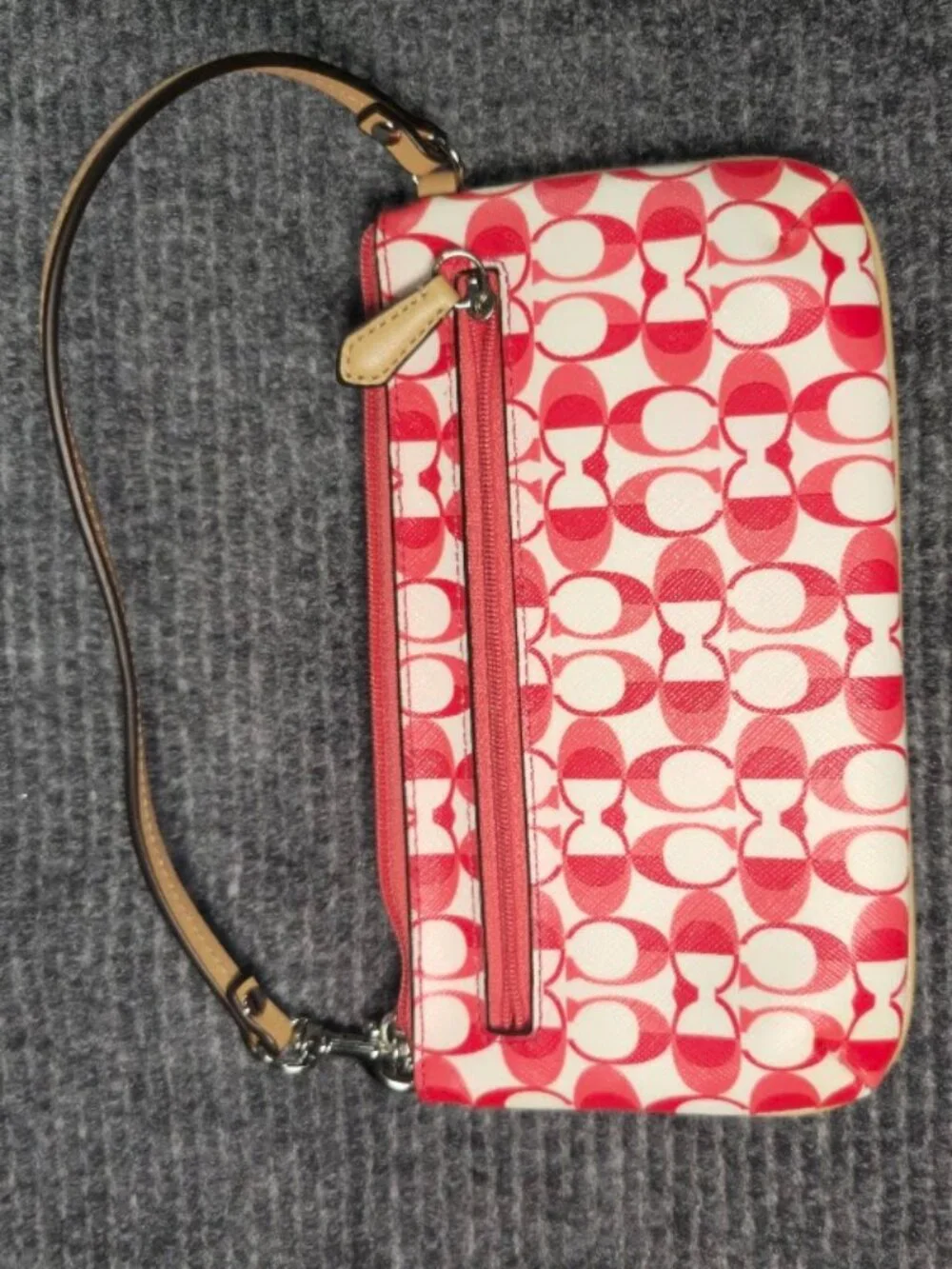 Coach Pink Signature Canvas Wristlet | Zip Pouch Clutch Wallet